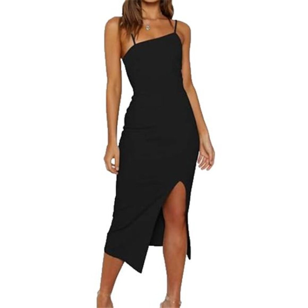 NEW- OWIN Adjustable Sleeveless High Waist Split Midi Dress- Women's XS